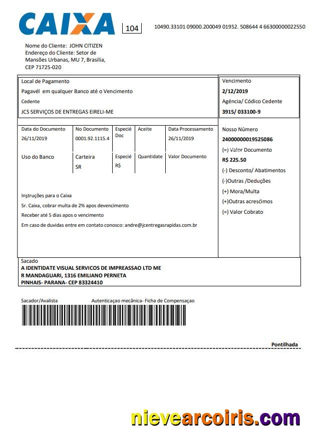 Brazil Caixo bank statement